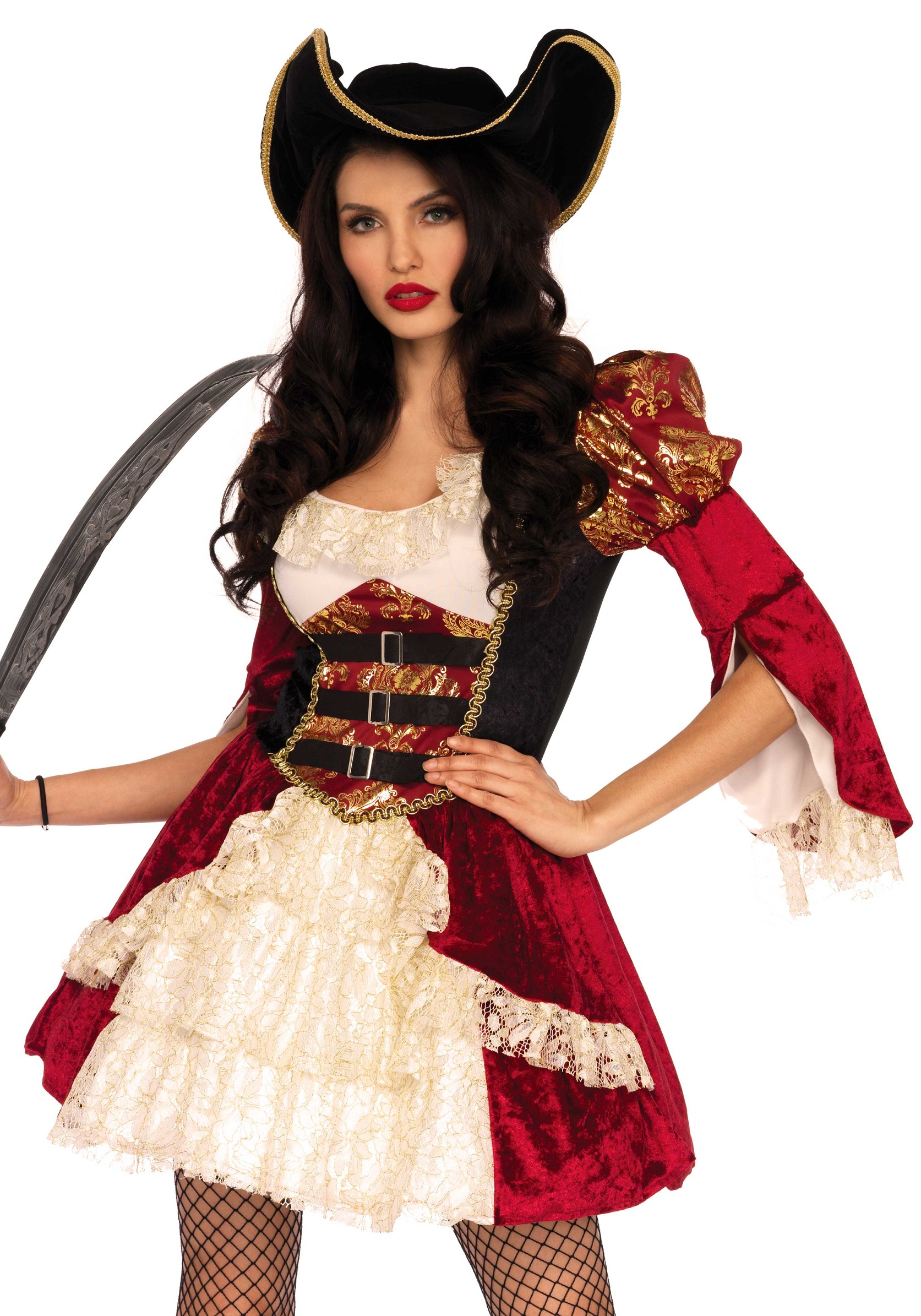 Spiksplinternieuw Sexy Piraten jurk bestaande uit warm rode fluwelen jurk met FM-58